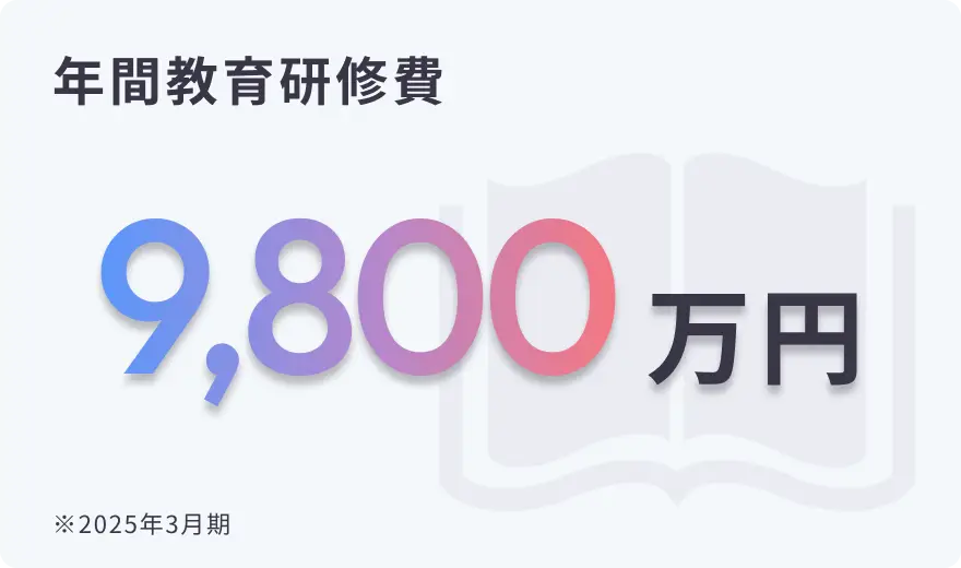 年間教育研修費：9,800万円（2025年3月期）