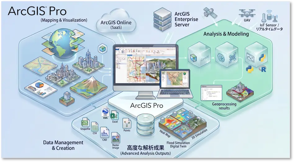 ArcGISPro「マッピングや解析、データ管理を担う世界をリードする高機能デスクトップGISアプリケーション」
